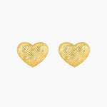 Load image into Gallery viewer, Heart Stud Earrings with Gold Tone Textured Love Design