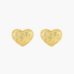 Load image into Gallery viewer, Heart Stud Earrings with Gold Tone Textured Love Design