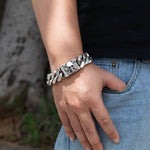 Load image into Gallery viewer, Skull Chain Bracelet for Men | Heavy Metal Biker Punk Gothic Style | Soria Jewelry