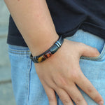 Load image into Gallery viewer, Tiger Eye Leather Bracelet for Men | Soria Jewelry