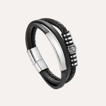 Load image into Gallery viewer, Black Leather Bracelet with Multi Layer Design for Men | Soria Jewelry