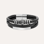 Load image into Gallery viewer, Black Leather Bracelet with Multi Layer Design for Men | Soria Jewelry