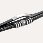 Load image into Gallery viewer, Black Leather Bracelet with Multi Layer Design for Men | Soria Jewelry