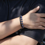 Load image into Gallery viewer, Natural Stone Leather Bracelet Woven Wrist Band for Men | Soria Jewelry