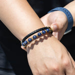 Load image into Gallery viewer, Natural Stone Leather Bracelet Woven Wrist Band for Men | Soria Jewelry