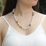 Load image into Gallery viewer, Pearl Necklace with Purple Stone for Women | Soria Jewelry