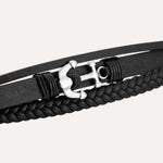 Load image into Gallery viewer, Leather Anchor Bracelet for Men | Punk Multilayer Braided Design | Soria Jewelry
