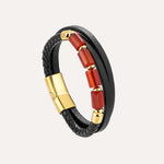 Load image into Gallery viewer, Red Agate Leather Bracelet with Braided Style for Men | Soria Jewelry