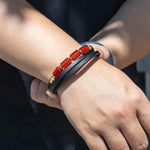 Load image into Gallery viewer, Red Agate Leather Bracelet with Braided Style for Men | Soria Jewelry