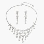 Load image into Gallery viewer, Crystal Necklace Earrings Set Silver Tone Jewelry