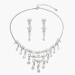 Load image into Gallery viewer, Crystal Necklace Earrings Set Silver Tone Jewelry