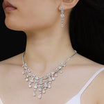 Load image into Gallery viewer, Crystal Necklace Earrings Set for Women | Silver Tone Jewelry for Wedding | Soria Jewelry