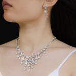 Load image into Gallery viewer, Crystal Necklace Earrings Set for Women | Silver Tone Jewelry for Wedding | Soria Jewelry