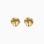 Load image into Gallery viewer, Disc Earrings with Textured Gold Round Design Studs