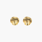 Load image into Gallery viewer, Disc Earrings with Textured Gold Round Design Studs