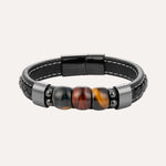 Load image into Gallery viewer, Tiger Eye Leather Black Bracelet for Men | Soria Jewelry