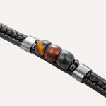 Load image into Gallery viewer, Tiger Eye Leather Black Bracelet for Men | Soria Jewelry
