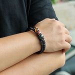 Load image into Gallery viewer, Tiger Eye Leather Black Bracelet for Men | Soria Jewelry