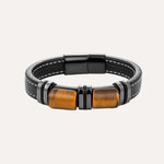 Load image into Gallery viewer, Tiger Eye Stones Leather Bracelet for Men | Soria Jewelry