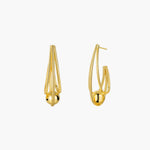 Load image into Gallery viewer, Twist Hoop Earrings with Gold Tone Ball Geometric Design