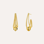 Load image into Gallery viewer, Twist Hoop Earrings with Gold Tone Ball Geometric Design for Women | Soria Jewelry
