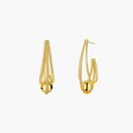 Load image into Gallery viewer, Twist Hoop Earrings with Gold Tone Ball Geometric Design