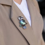 Load image into Gallery viewer, Abalone Shell Owl Brooch for Women | Unique Animal Pin | Soria Jewelry