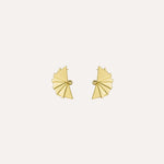 Load image into Gallery viewer, Fan Shaped Earrings for Women | Unique Gold Tone Stud Earrings | Soria Jewelry