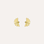 Load image into Gallery viewer, Fan Shaped Earrings for Women | Unique Gold Tone Stud Earrings | Soria Jewelry