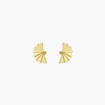 Load image into Gallery viewer, Fan Shaped Earrings | Unique Gold Tone Stud Earrings