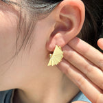 Load image into Gallery viewer, Fan Shaped Earrings for Women | Unique Gold Tone Stud Earrings | Soria Jewelry