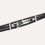 Load image into Gallery viewer, Black Leather Bracelet for Men | Unique Guitar Rock Style Design | Soria Jewelry