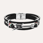 Load image into Gallery viewer, Black Leather Bracelet for Men | Unique Guitar Rock Style Design | Soria Jewelry