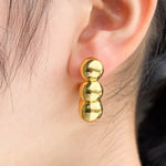 Load image into Gallery viewer, Beaded Hoop Earrings for Women | Unique Stacked Gold Ball Design | Soria Jewelry