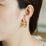 Load image into Gallery viewer, Beaded Hoop Earrings for Women | Unique Stacked Gold Ball Design | Soria Jewelry