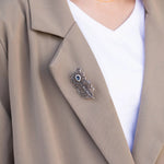 Load image into Gallery viewer, Vintage Feather Brooch with Silver Tone and Blue Crystal for Women | Soria Jewelry