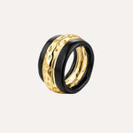Load image into Gallery viewer, Chunky Ring for Women | Vintage Gold Black Textured Design | Soria Jewelry