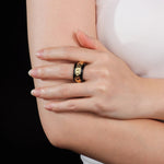Load image into Gallery viewer, Chunky Ring for Women | Vintage Gold Black Textured Design | Soria Jewelry