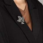 Load image into Gallery viewer, Vintage Maple Leaf Brooch with Black Crystal Design for Women | Soria Jewelry