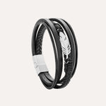 Load image into Gallery viewer, Leather Bracelet for Men | Vintage Multilayer Feather Design | Soria Jewelry