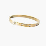 Load image into Gallery viewer, Cubic Zirconia Crystal Full Stone Gold Bangle Bracelet