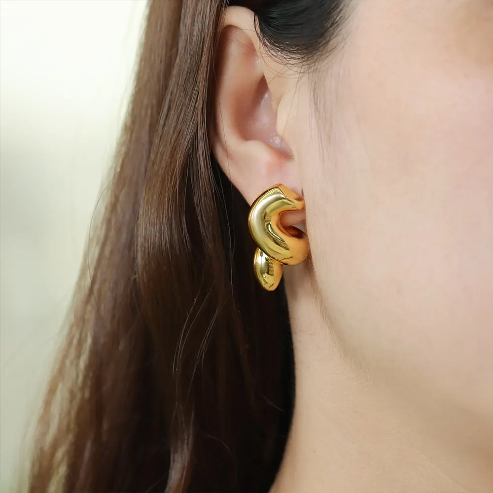 Gold Tone Corkscrew Earrings for Women | Soria Jewelry