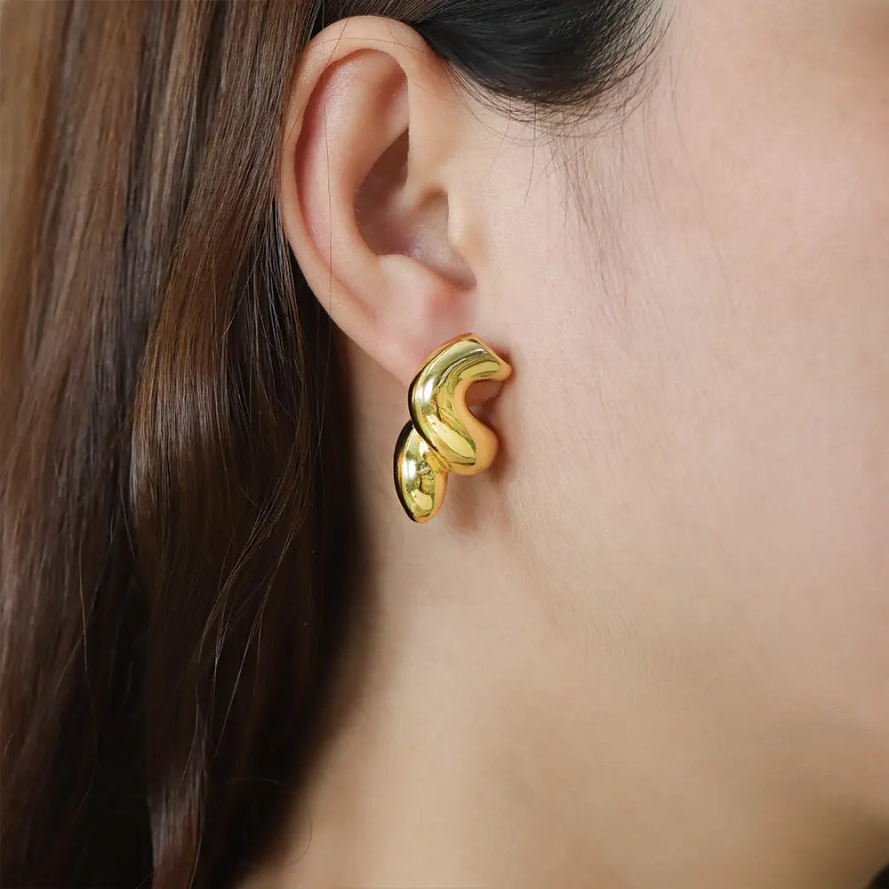 Gold Tone Corkscrew Earrings for Women | Soria Jewelry