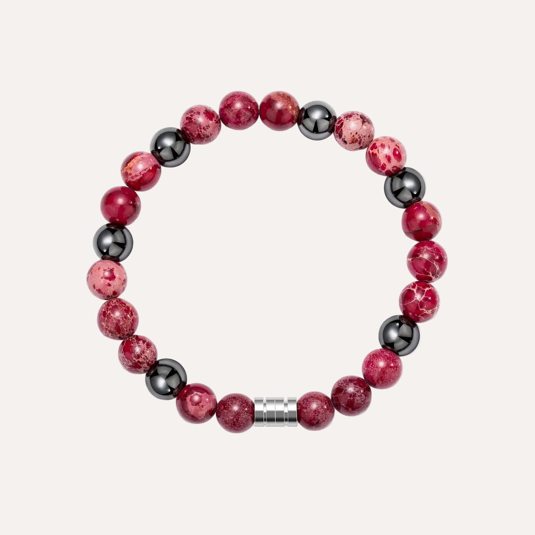 Vintage Beaded Bracelet for Men | Natural Hematite Stone Design | Soria Jewelry