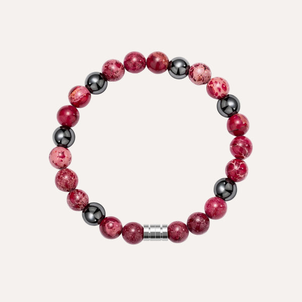 Vintage Beaded Bracelet for Men | Natural Hematite Stone Design | Soria Jewelry