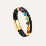 Load image into Gallery viewer, Natural Stone Leather Bracelet Woven Wrist Band for Men | Soria Jewelry
