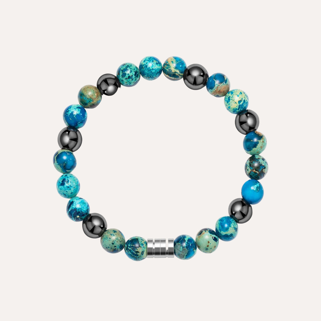 Vintage Beaded Bracelet for Men | Natural Hematite Stone Design | Soria Jewelry