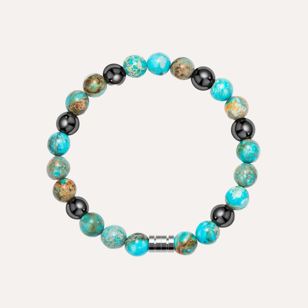 Vintage Beaded Bracelet for Men | Natural Hematite Stone Design | Soria Jewelry