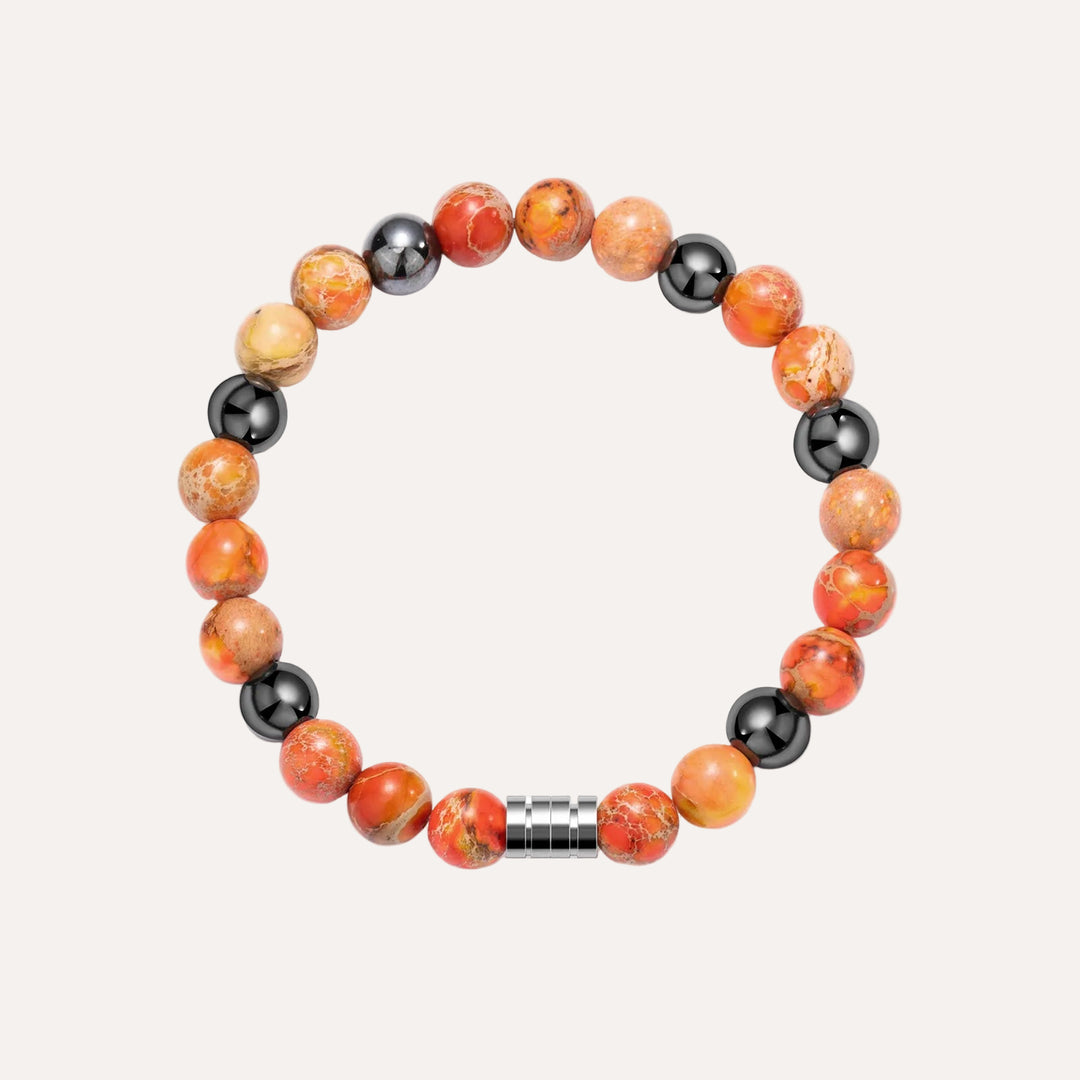 Vintage Beaded Bracelet for Men | Natural Hematite Stone Design | Soria Jewelry