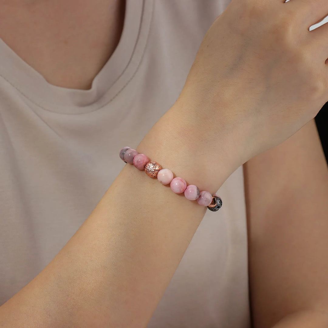 Beaded Bracelet with Pink Natural Stone for Women Birthday Gifts | Soria Jewelry